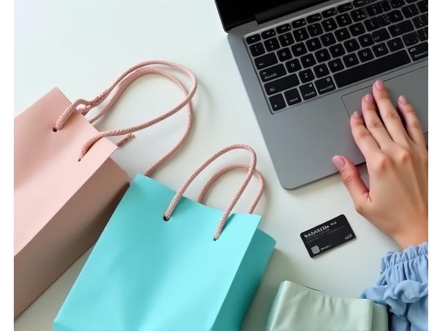 Laptop and shopping bags, representing e-commerce success